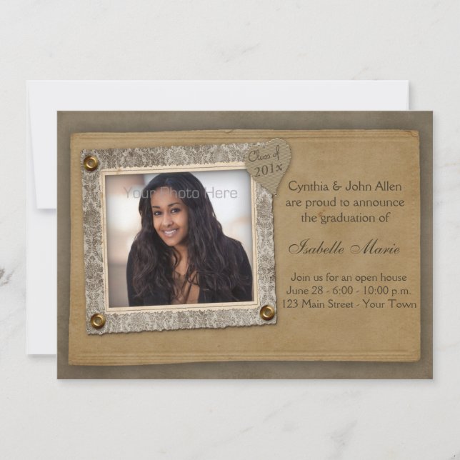 Quadro do damasco, cartão com fotos da graduação (Frente)