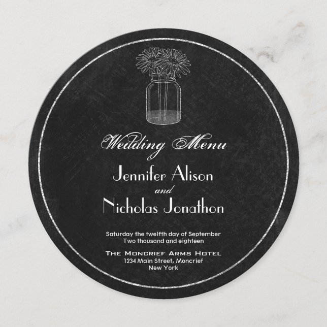 Quadro do Menu Charger, Mason Jar & Daisy (Frente)