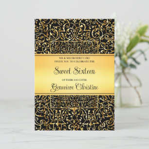 Quadro Dourado Barroco Quinceanera Convite