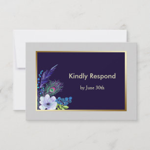Quadro Dourado Boho azul RSVP Wedding floral