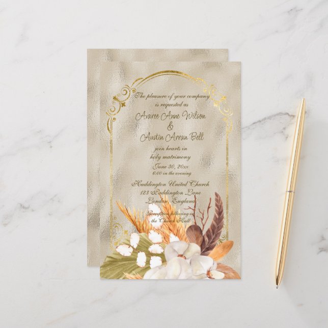 Quadro Dourado brilhante e elegante com grama de P (Frente/Verso In Situ)