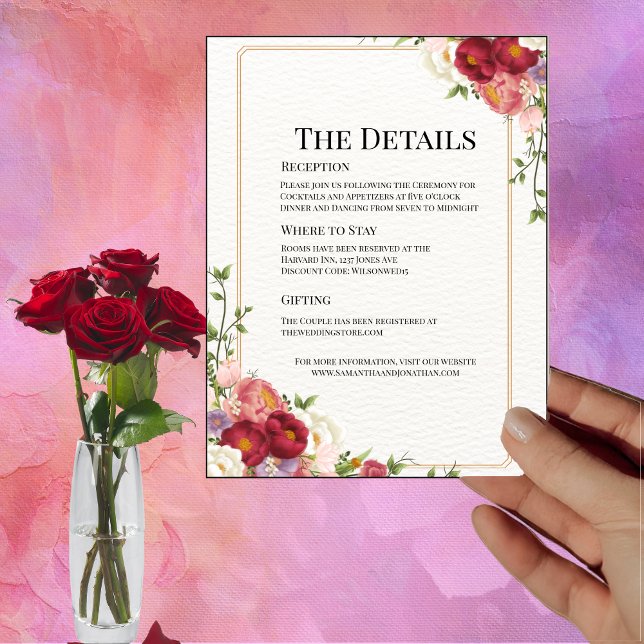 Quadro Dourado com Cartão Detalhado de Casamento d (Criador carregado)