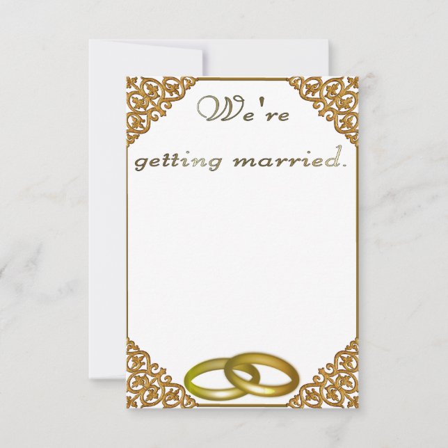 Quadro dourado de convite de casamento (Frente)