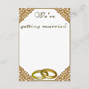 Quadro dourado de convite de casamento