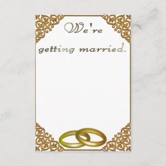 Quadro dourado de convite de casamento