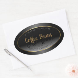 Quadro Dourado de etiquetas de produto preto e bra