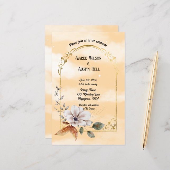 Quadro Dourado do Flor da Magnésia Branca (Frente/Verso In Situ)