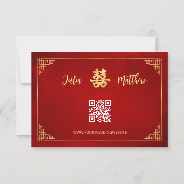 Quadro Dourado RSVP Casamento Chinês (Verso)