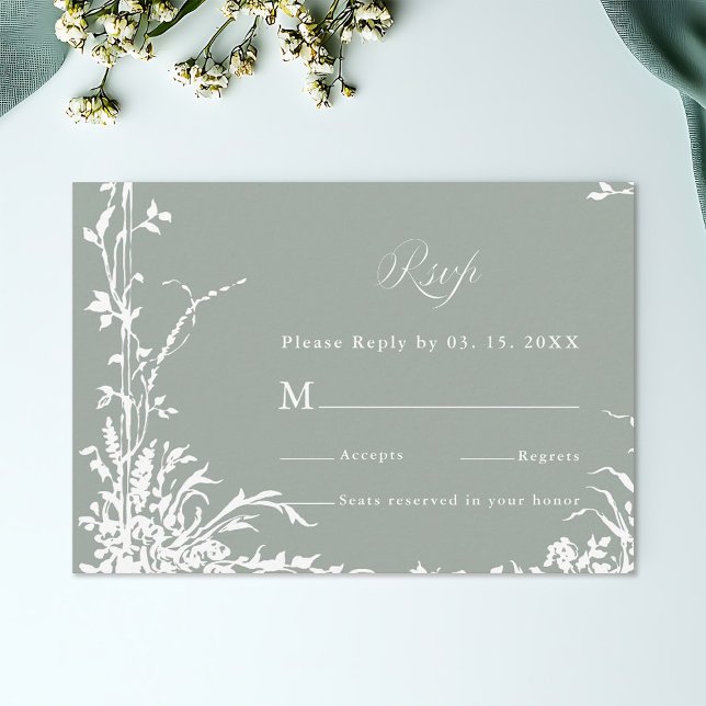 Quadro Floral Clássico Casamento RSVP Verde Sage (Criador carregado)