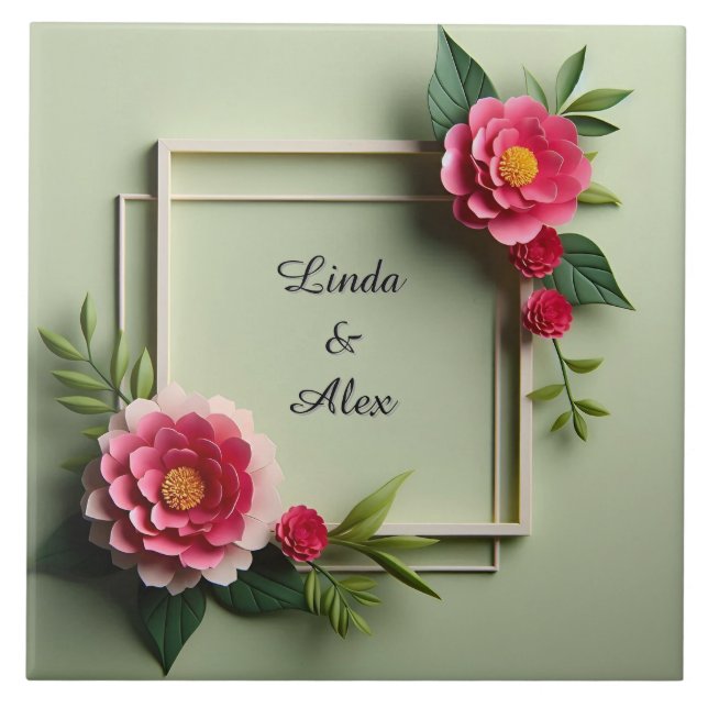 Quadro Floral com Flores Rosa (Frente)