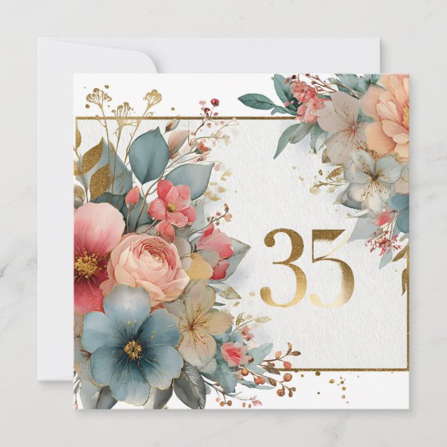 Quadro Floral com Número 35 para Anniverário (Frente)