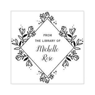 quadro floral da biblioteca de carimbo de livro