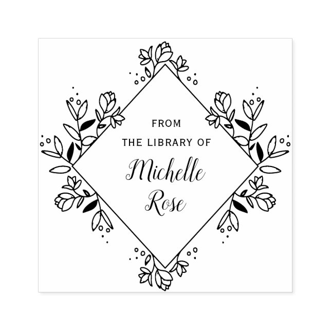 quadro floral da biblioteca de carimbo de livro (Impressão)