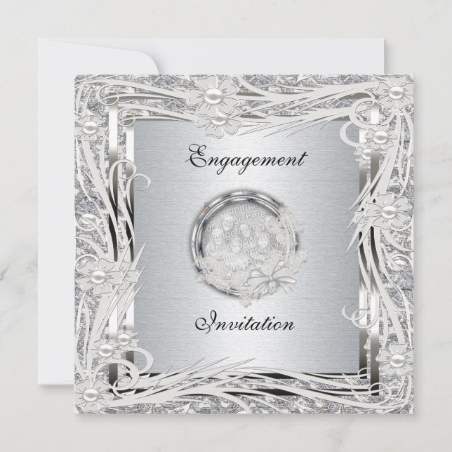 Quadro Floral de Noivado de Casamento de Convite (Frente)