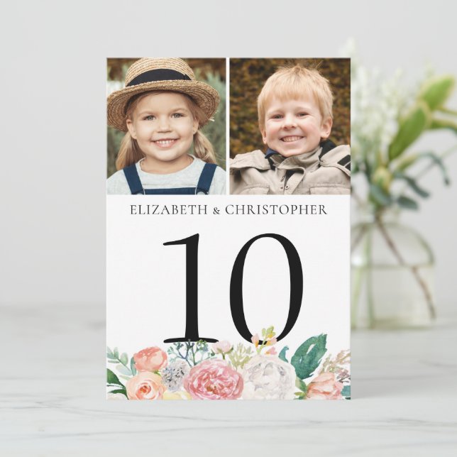 Quadro Floral Rosa Número 2 Fotografia 5x7 Sinal (Em pé/Frente)