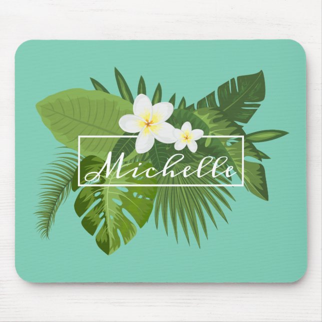 Quadro floral tropical personalizado | Mousepad (Frente)