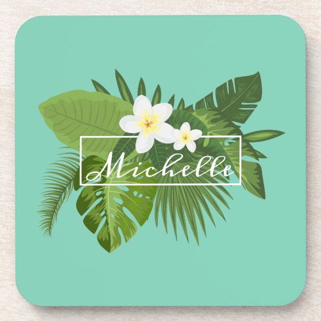 Quadro Floral Tropical Personalizado | PORTA COPOS (Frente)