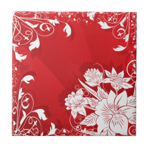 Quadro Floral Vermelho e Branco
