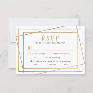 Quadro Geométrico de Ouro Falso Casamento RSVP + e