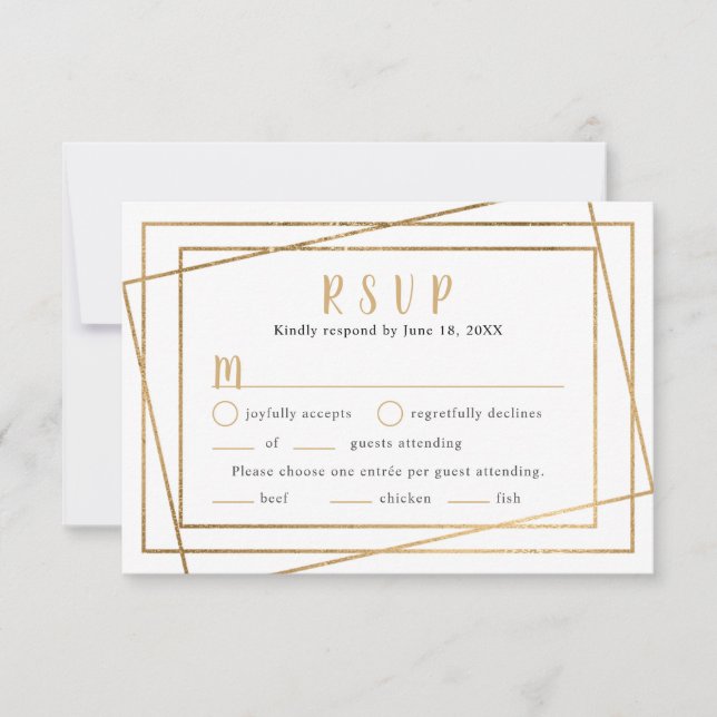 Quadro Geométrico de Ouro Falso Casamento RSVP + e (Frente)