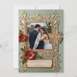 quadro intrincado com cartão de casamento pastel f