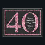Quadro Lógico Rosa de Convite para aniversário de<br><div class="desc">Convite para aniversário de 40 anos. Festa de aniversário de Brilho Preto e Rosa Convidam com Fundo de Quadros. Surpresa Aniversário. Aniversário Adulto. Homens ou Mulheres no Bday Bash Party.
Para mais personalização,  clique no botão "Personalizar" e use a ferramenta design para modificar este modelo.</div>