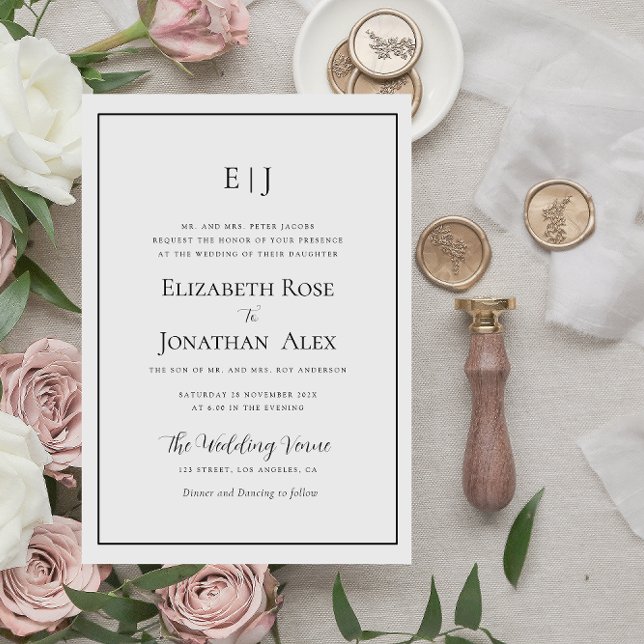 quadro moderno convite para casamento preto e bran (Criador carregado)