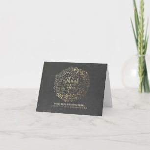 Quadro Negro e Agradecimento de Casamento Floral D