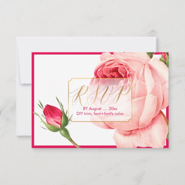 Quadro PixDezines RSVP Vintage Rosas/Faux Dourado/ (Frente)