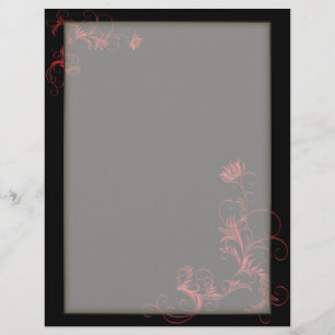 Quadro Preto Floral Vermelho Cor-de-Letra-Cabeça O