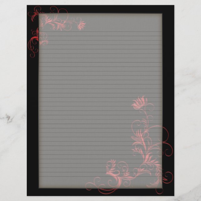 Quadro Preto Floral Vermelho Cor-de-Letra-Cabeça O (Frente)