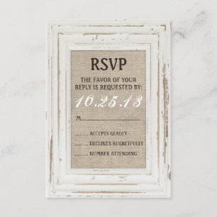 Quadro Russo Branco e Placa RSVP Burlap