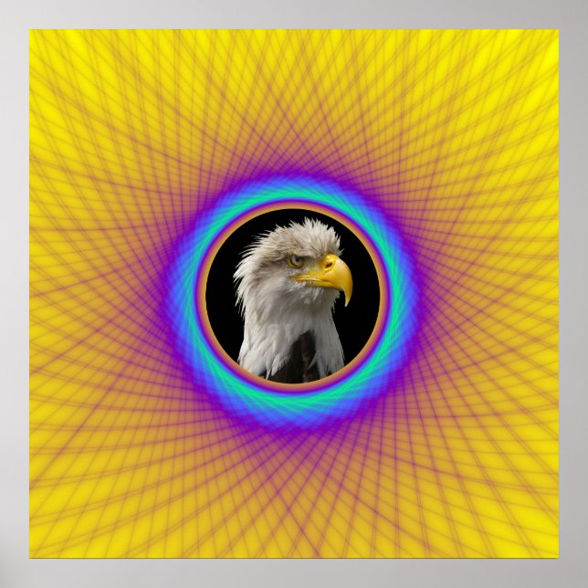 Quadro tecido de poster em amarelo e azul (Frente)