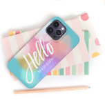 Quadros Personalizados de Pintura de Pastel Olá<br><div class="desc">Bonito lascas de tinta pastel em rosa, pêssego, lilac, aqua, ouro, azul e branco estão espalhadas por este design de na moda de abstrato que apresenta o texto "Olá" na tipografia moderna do script de pincel. Personalize com seu nome ou outro texto desejado para um caso que seja exclusivamente você....</div>
