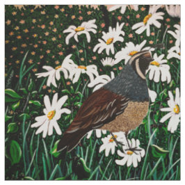 Quail in Daisies Tecido