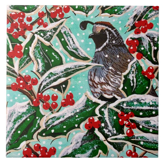Quail in Holly Magnet (Frente)