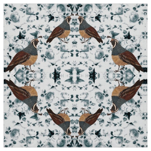 Quail on Chitnz Floral Tecido (Modelo)