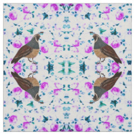 Quail on Pink Chintz Tecido