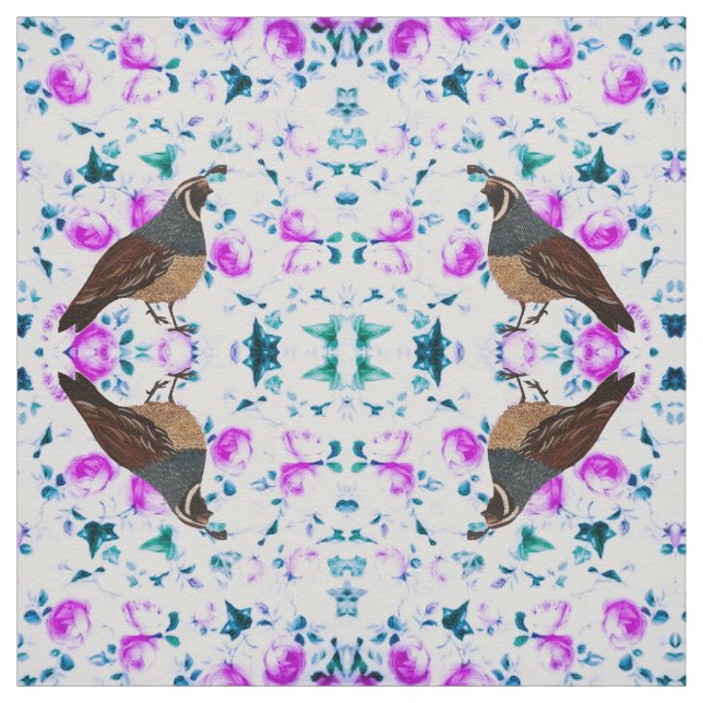 Quail on Pink Chintz Tecido (Modelo)