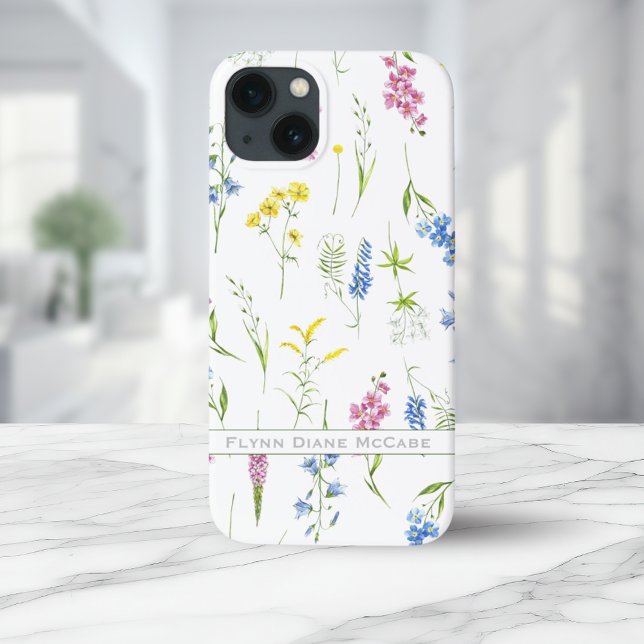 Quaint Vintage Wildflower Foliage Personalizado (Quaint Vintage Wildflowers Foliage Personalized Case-Mate iPhone Case)