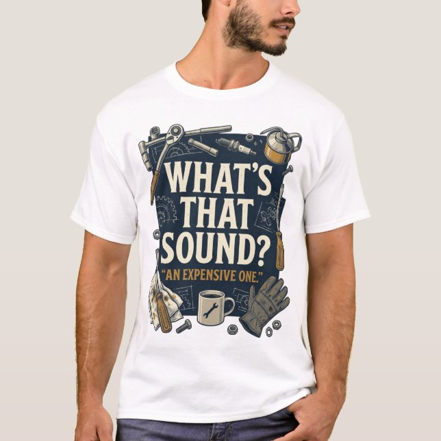 Qual é Esse Som Um Caro Camiseta de Mecânico (Frente)