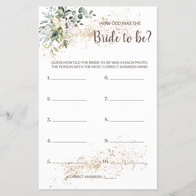 Qual era a idade do folheto do jogo de carta de ch (Frente)