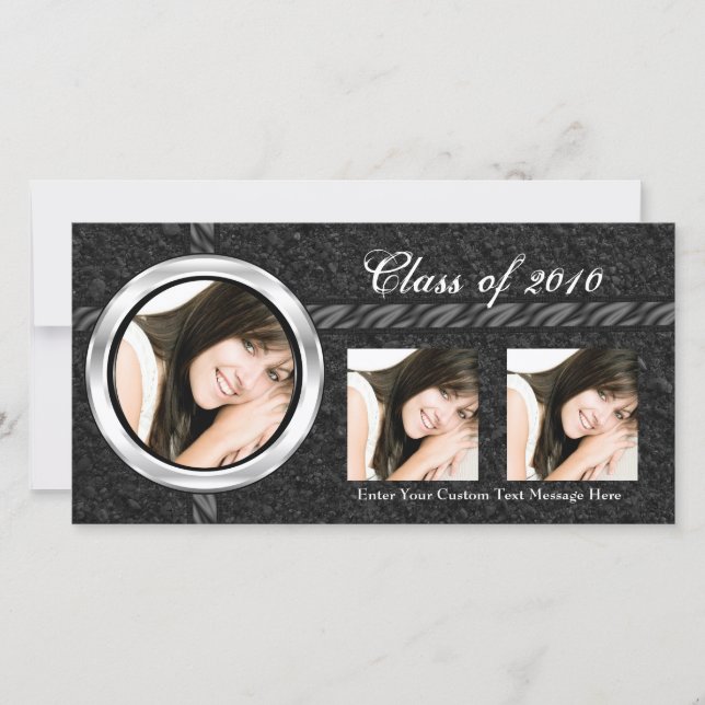 Qualquer ano~ Cartão com fotos de lançamento preto (Frente)