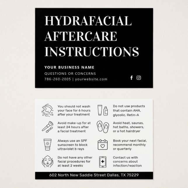 Qualquer Cartão de Aviso de Cuidados Pós-Cuidados  (Frente & Verso)