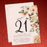 Qualquer Convite De Aniversário De Aquarela Floral<br><div class="desc">Celebre o aniversário especial do seu amado com um cartão postal de convite floral elegante e chic vintage. Feito com estoque luxuoso e um design eterno, este postal de convite certamente fará uma declaração inesquecível. Apresenta ilustrações florais clássicas combinadas com a tipografia moderna, e uma paleta de cores de eterno,...</div>