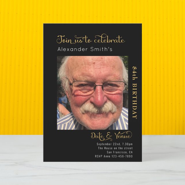 Qualquer Convite Preto Aniversário de Idade (Criador carregado)