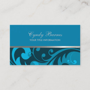 Qualquer cor com Cartão de visita de Damasco Azul