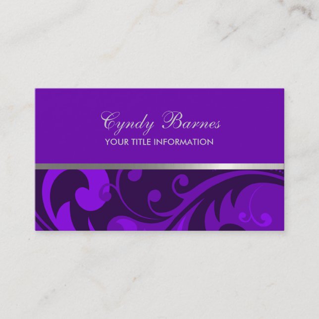 Qualquer cor com Cartão de visita de Damasco Roxo (Frente)
