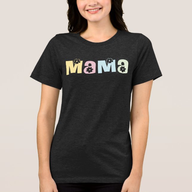 Qualquer Cor Fofo Floral Retro Mamãe MAMA  (Frente)