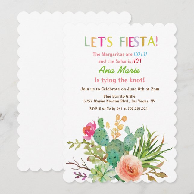 QUALQUER EVENTO - Convite Cactus Floral Fiesta (Frente/Verso)